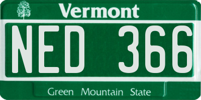 VT license plate NED366