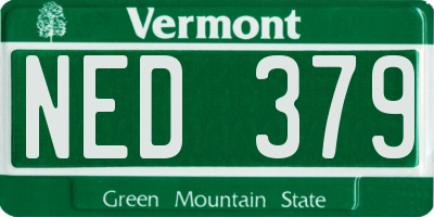 VT license plate NED379