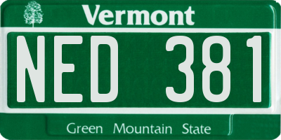 VT license plate NED381