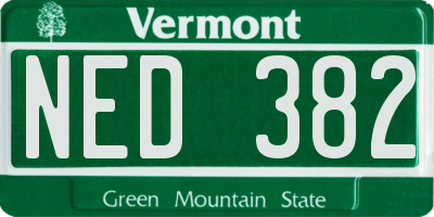 VT license plate NED382