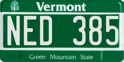 VT license plate NED385