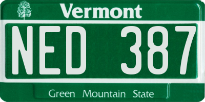 VT license plate NED387