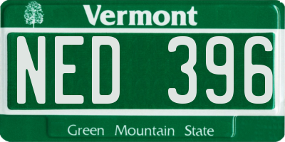 VT license plate NED396