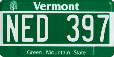 VT license plate NED397