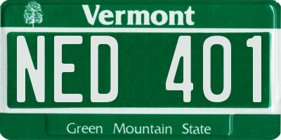 VT license plate NED401