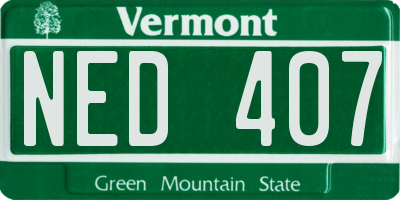 VT license plate NED407