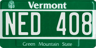 VT license plate NED408