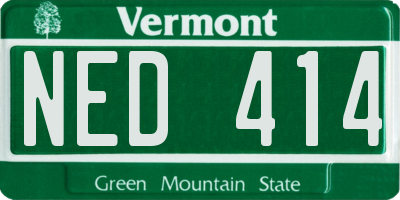 VT license plate NED414