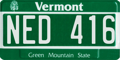 VT license plate NED416