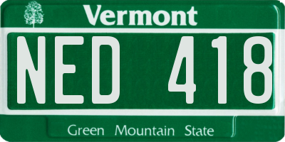 VT license plate NED418