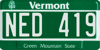 VT license plate NED419