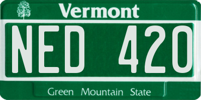 VT license plate NED420