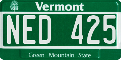 VT license plate NED425