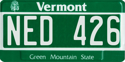 VT license plate NED426