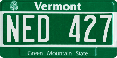 VT license plate NED427
