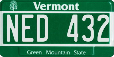 VT license plate NED432
