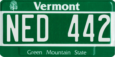 VT license plate NED442
