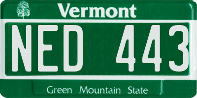 VT license plate NED443