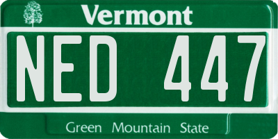 VT license plate NED447