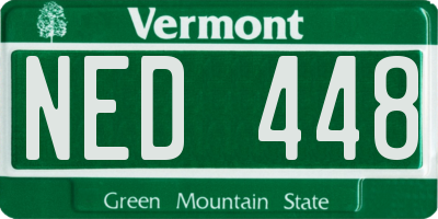 VT license plate NED448