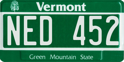 VT license plate NED452