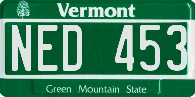 VT license plate NED453