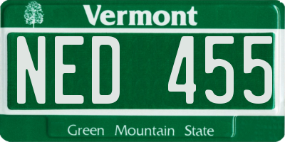 VT license plate NED455