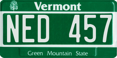 VT license plate NED457