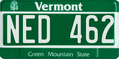 VT license plate NED462