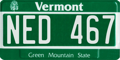 VT license plate NED467