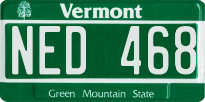 VT license plate NED468