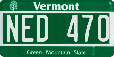 VT license plate NED470