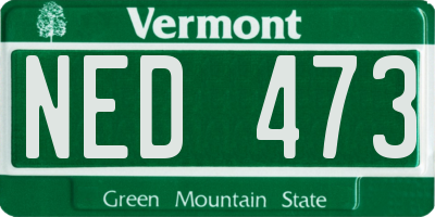 VT license plate NED473