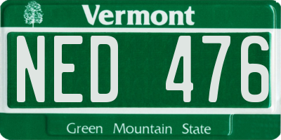 VT license plate NED476