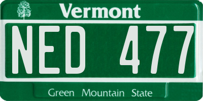 VT license plate NED477