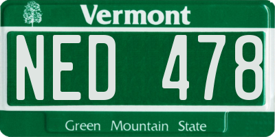 VT license plate NED478