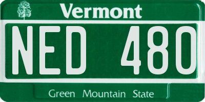 VT license plate NED480