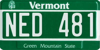 VT license plate NED481