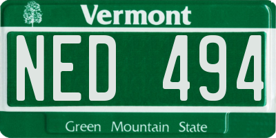 VT license plate NED494
