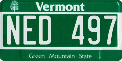 VT license plate NED497