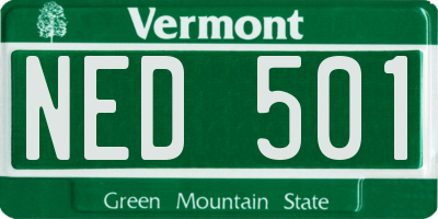 VT license plate NED501