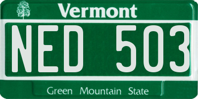 VT license plate NED503