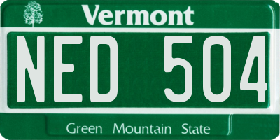 VT license plate NED504