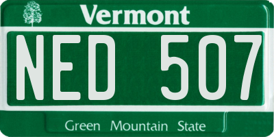 VT license plate NED507