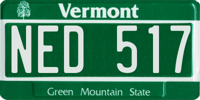 VT license plate NED517