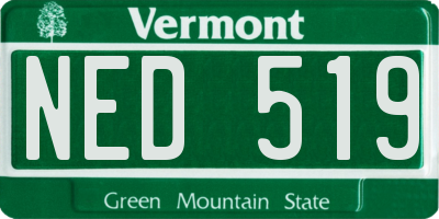 VT license plate NED519