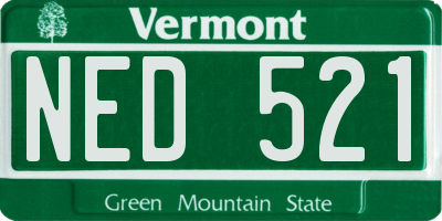 VT license plate NED521