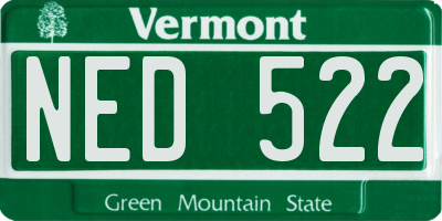 VT license plate NED522
