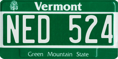 VT license plate NED524