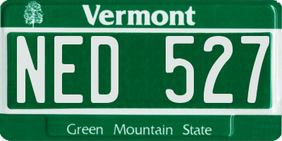 VT license plate NED527